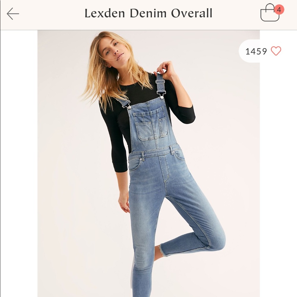 Free people skinny Jean overalls. Size 25R. EUC